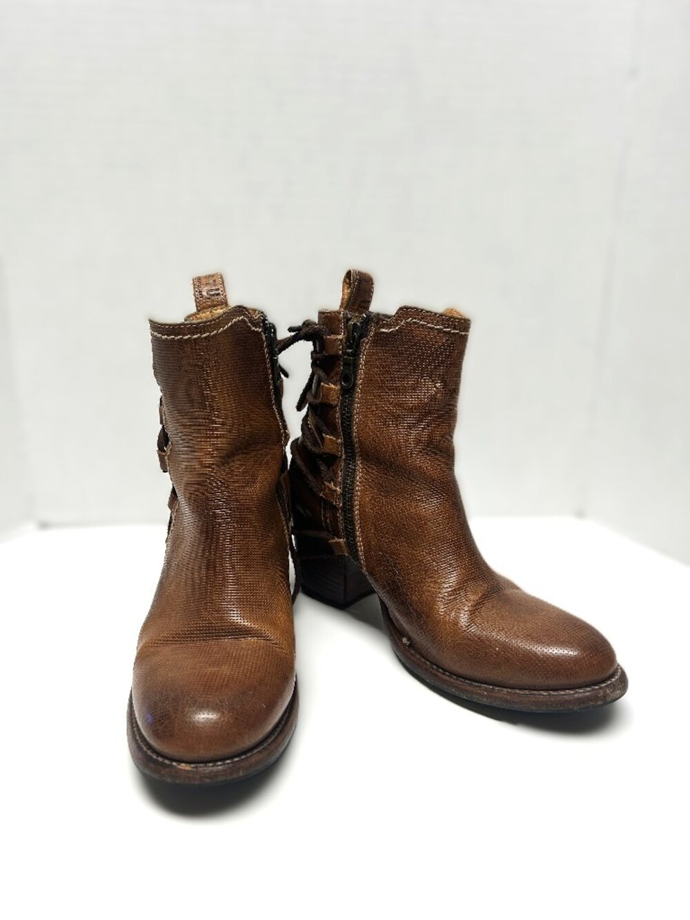Bed Stu short brown ankle boots
